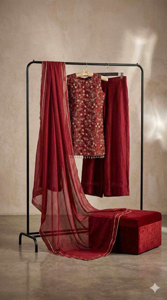Chinon Silk Sharara Salwar Suit