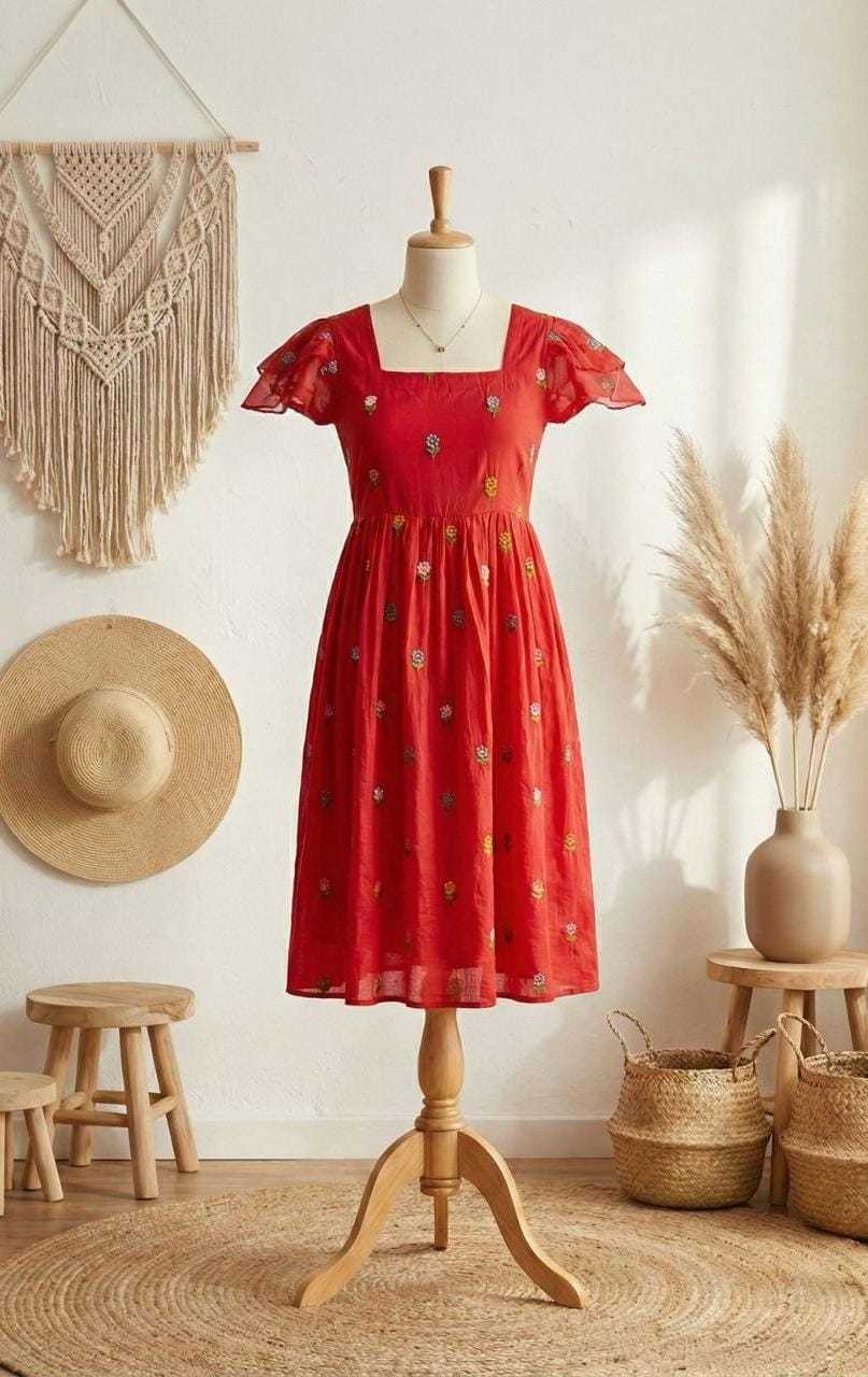 Chanderi Cotton Embroidery Gown