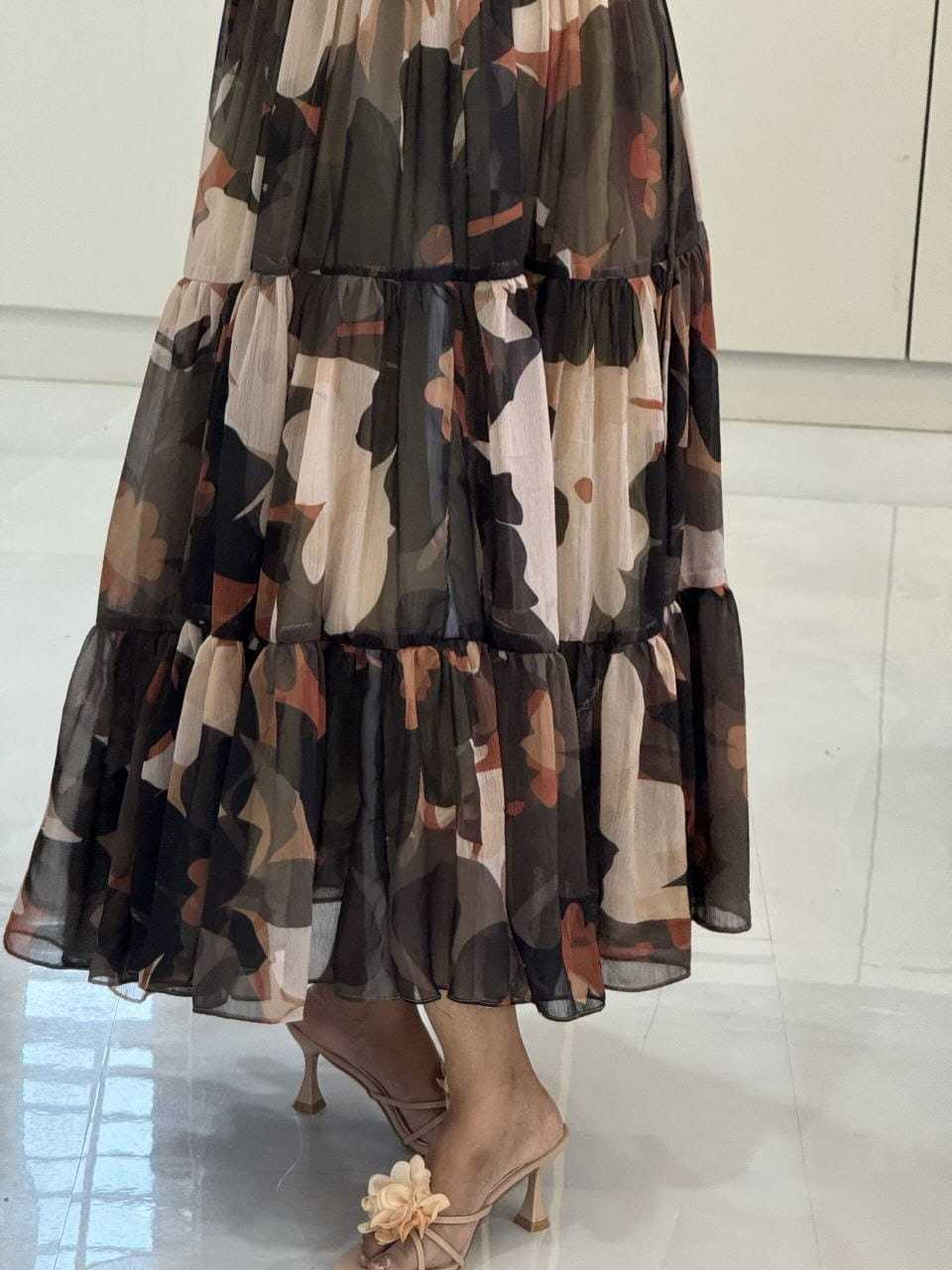 Chiffon Printed Gown