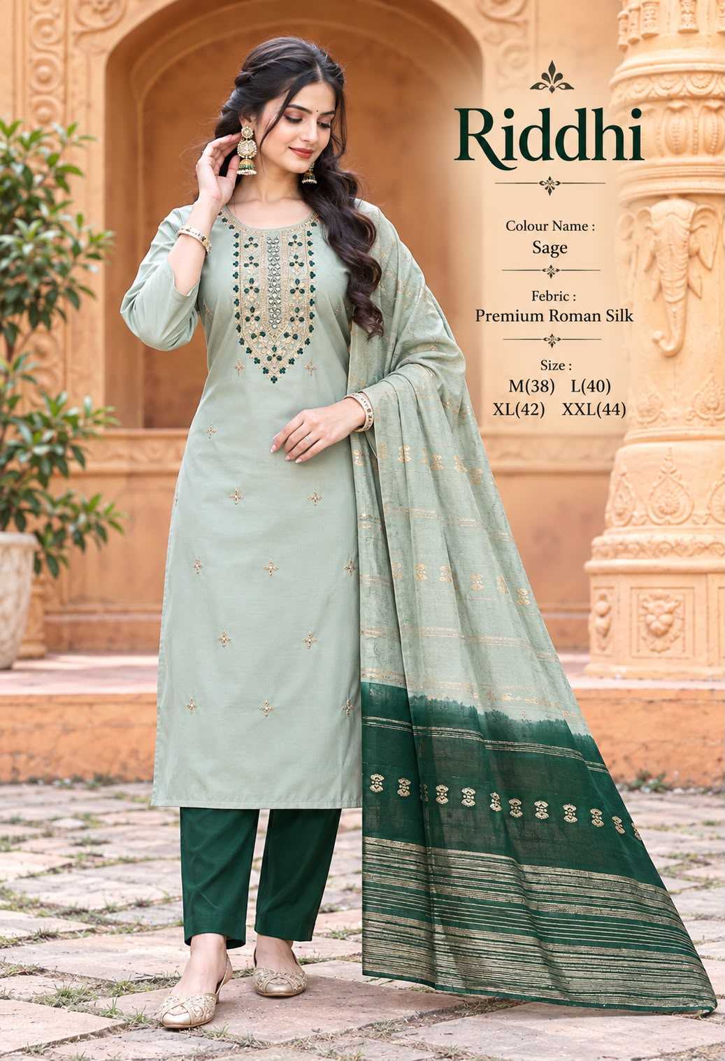 Fabric Heavy Roman Silk Party Wear Kurti