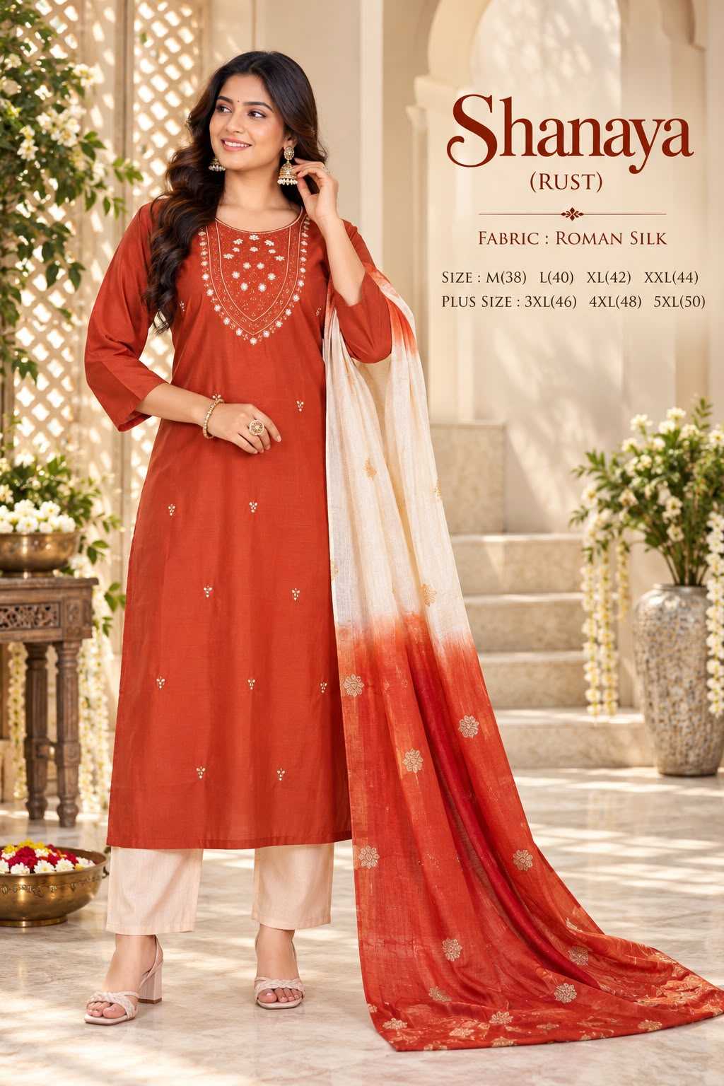Heavy Roman Silk Workwear Kurti