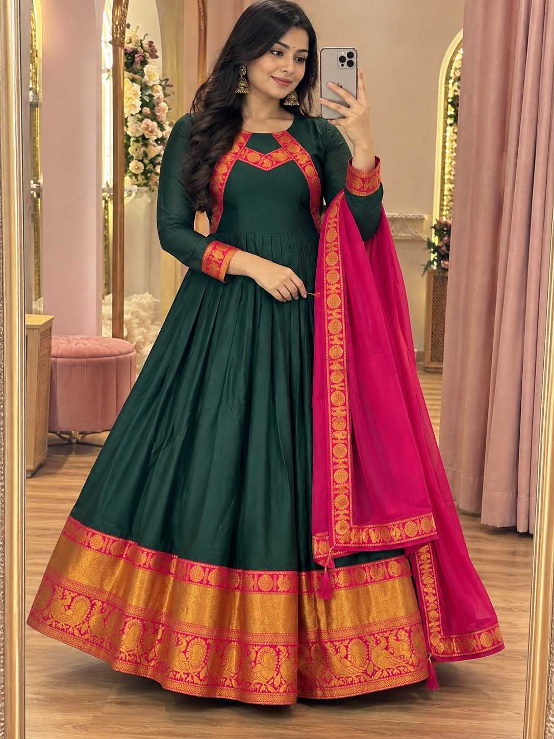 Rukm Cotton Embroidery Gown