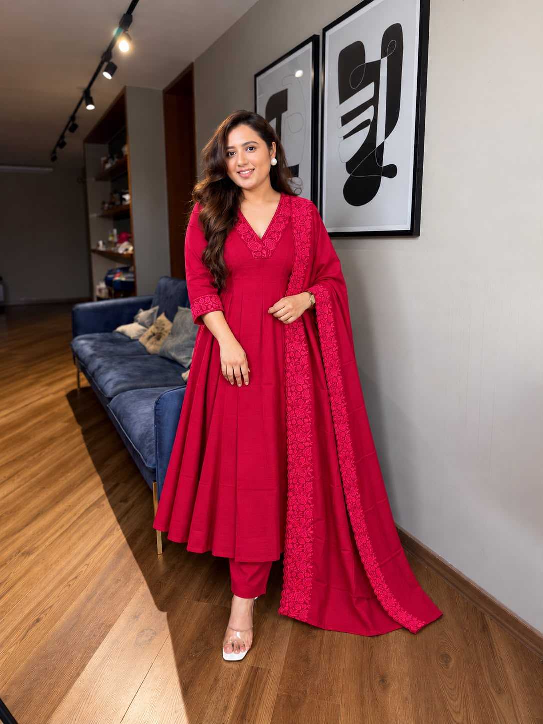 Trad Chanderi Cotton Embroidery Suit
