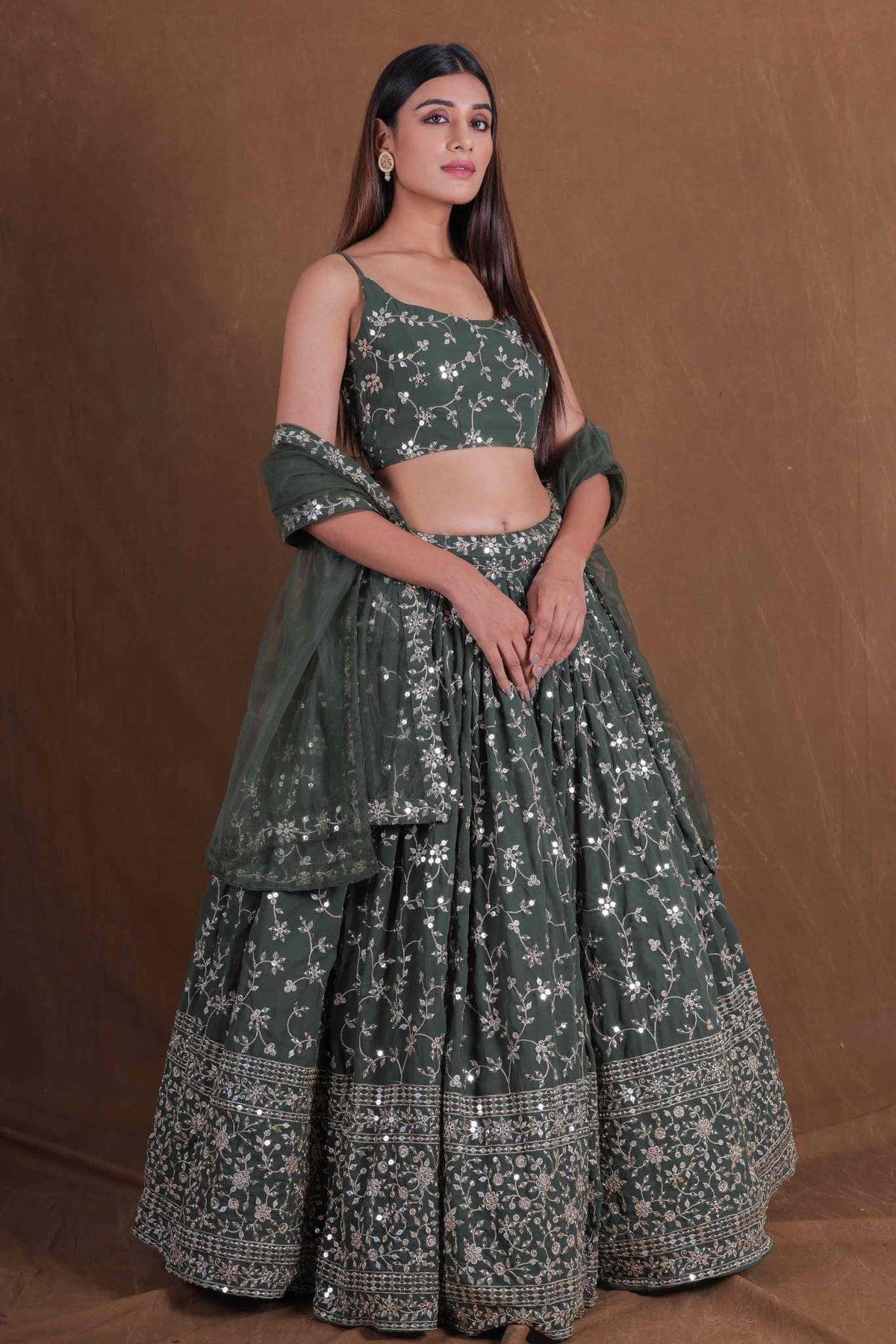 Georgette Embroidered Lehenga JT-138874