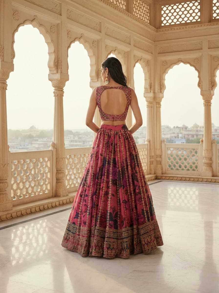 Organza Embroidered Lehenga JT-138789