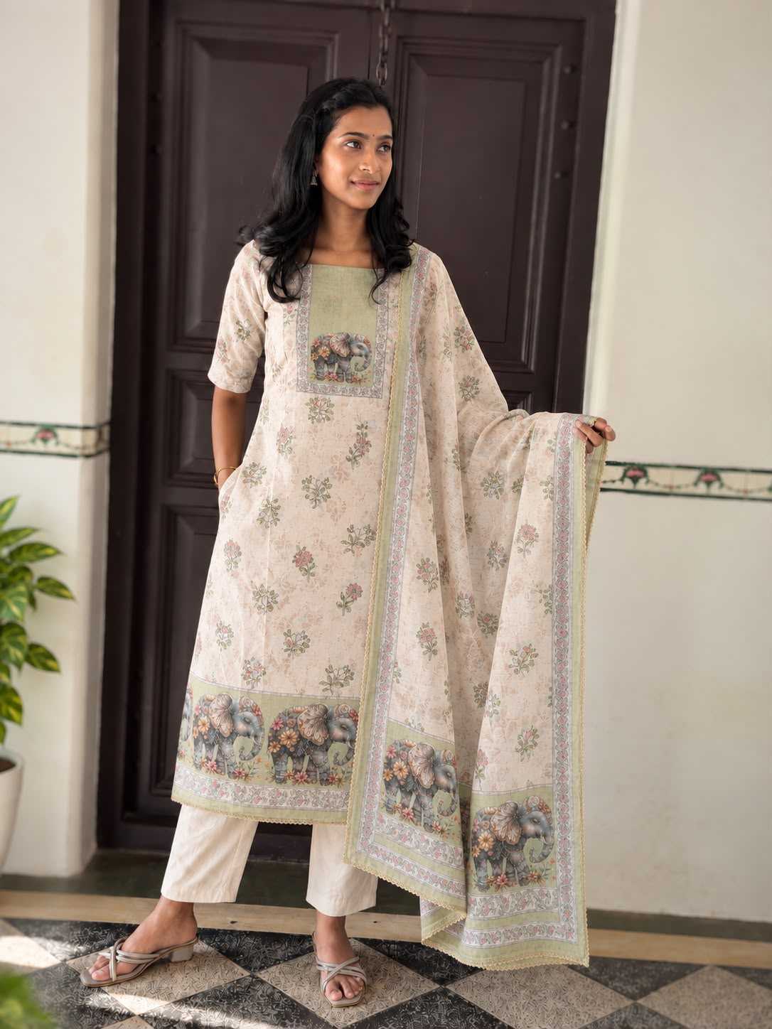 Delicate Linen Party Wear Kurti
