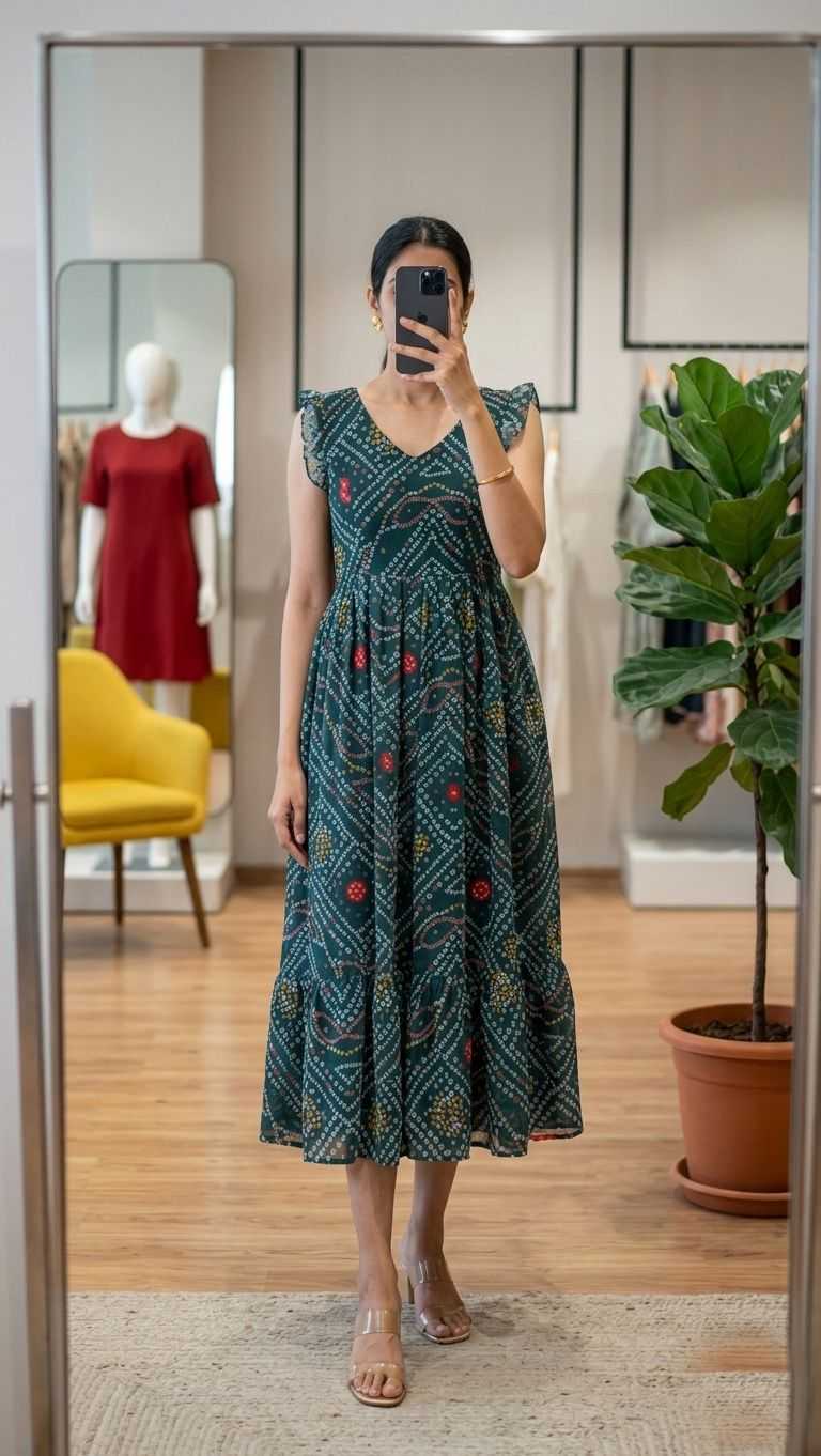 Bandhani Chiffon Designer Dress