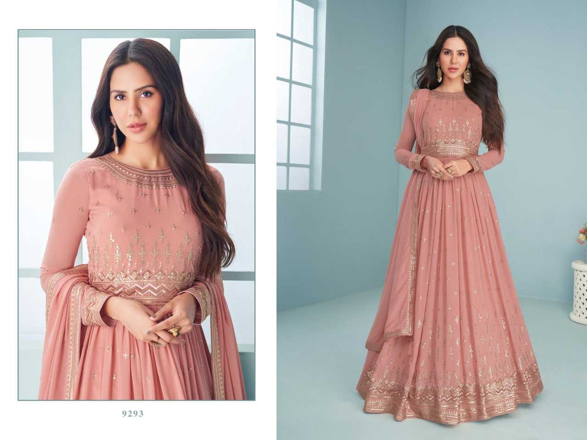 Georgette Embroidery Suit in Sky