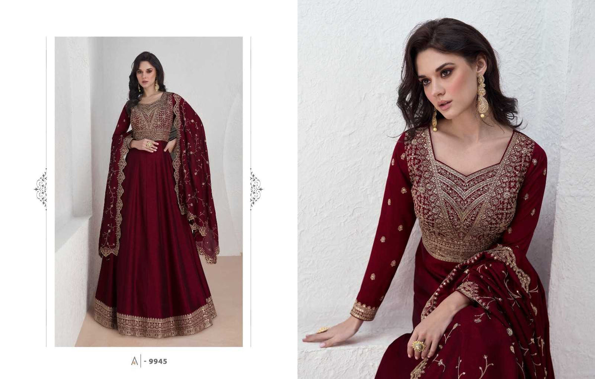 Saroj Soft Vichitra Embroidery Gown