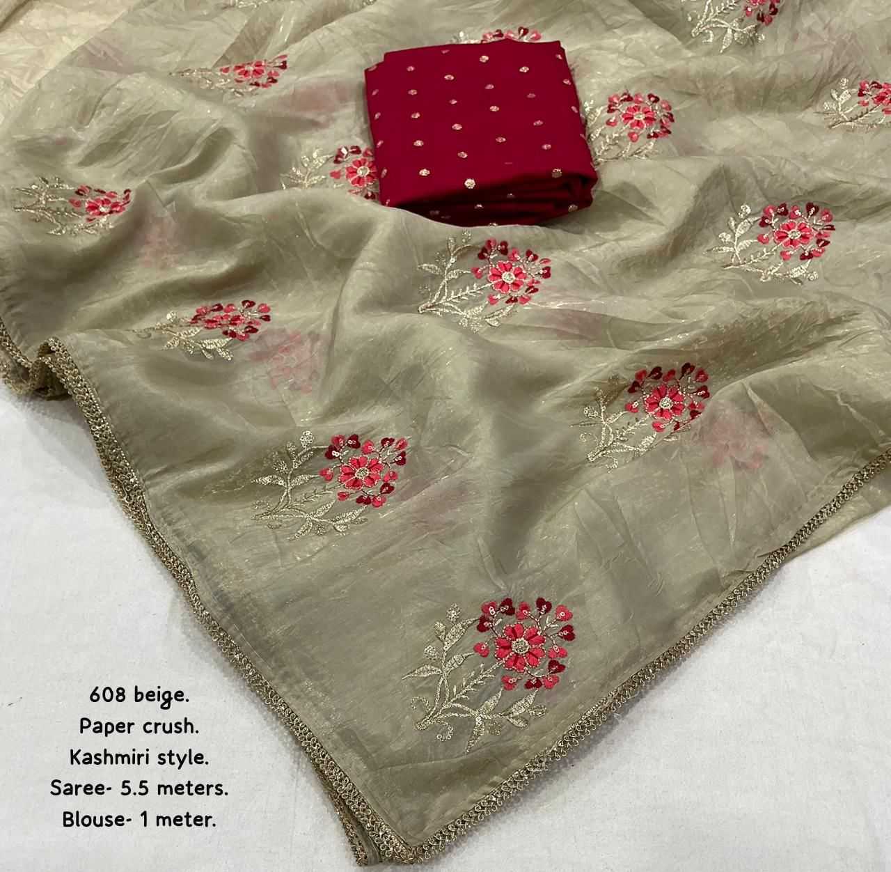 Crush Silk Embroidered Saree