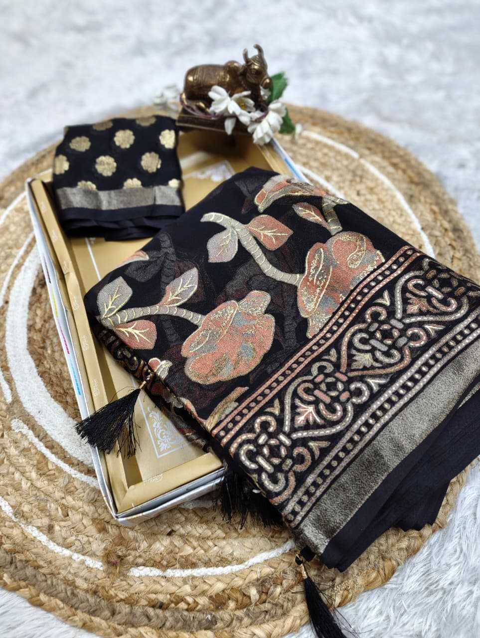 Dull Moss Designer Saree