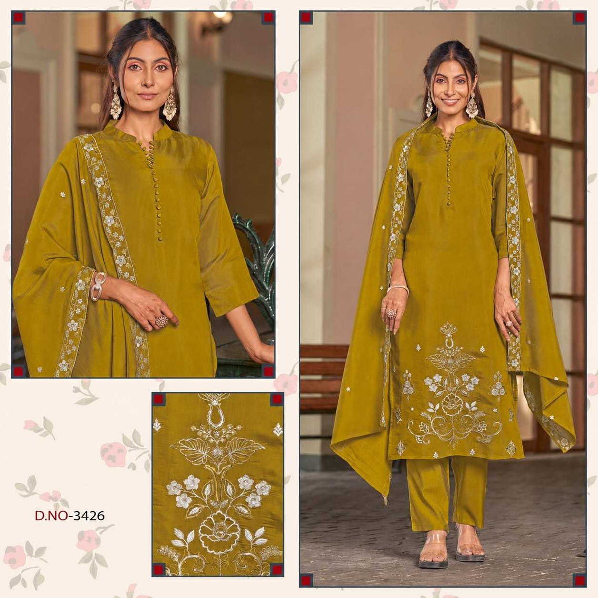 Chanderi Soft Embroidery Suit