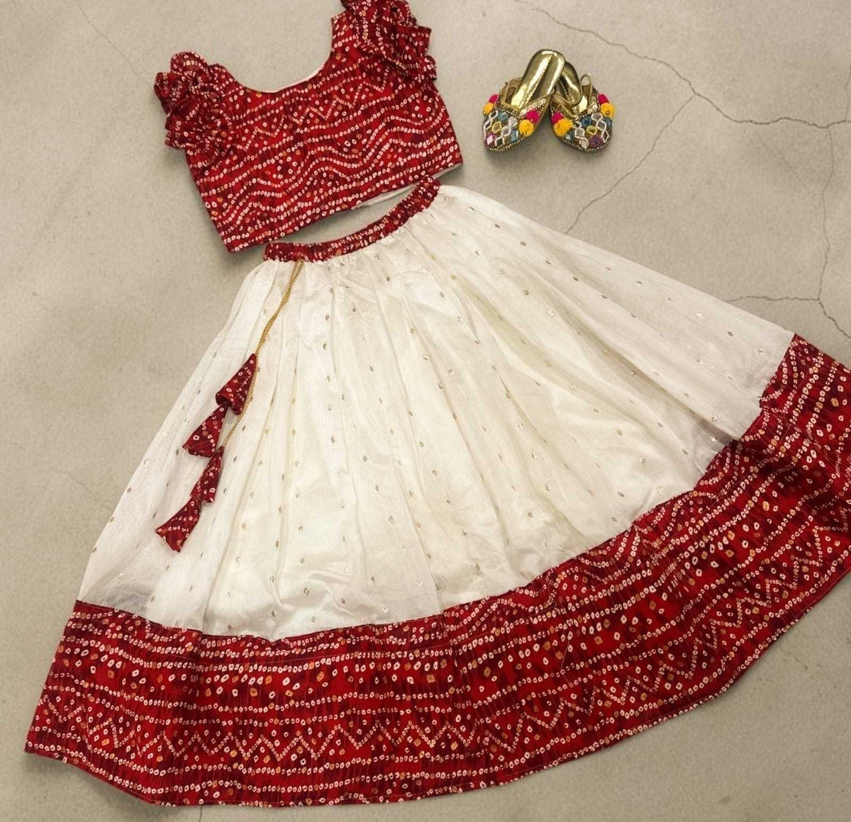Pure Silk Kids Lehenga in Dark Green