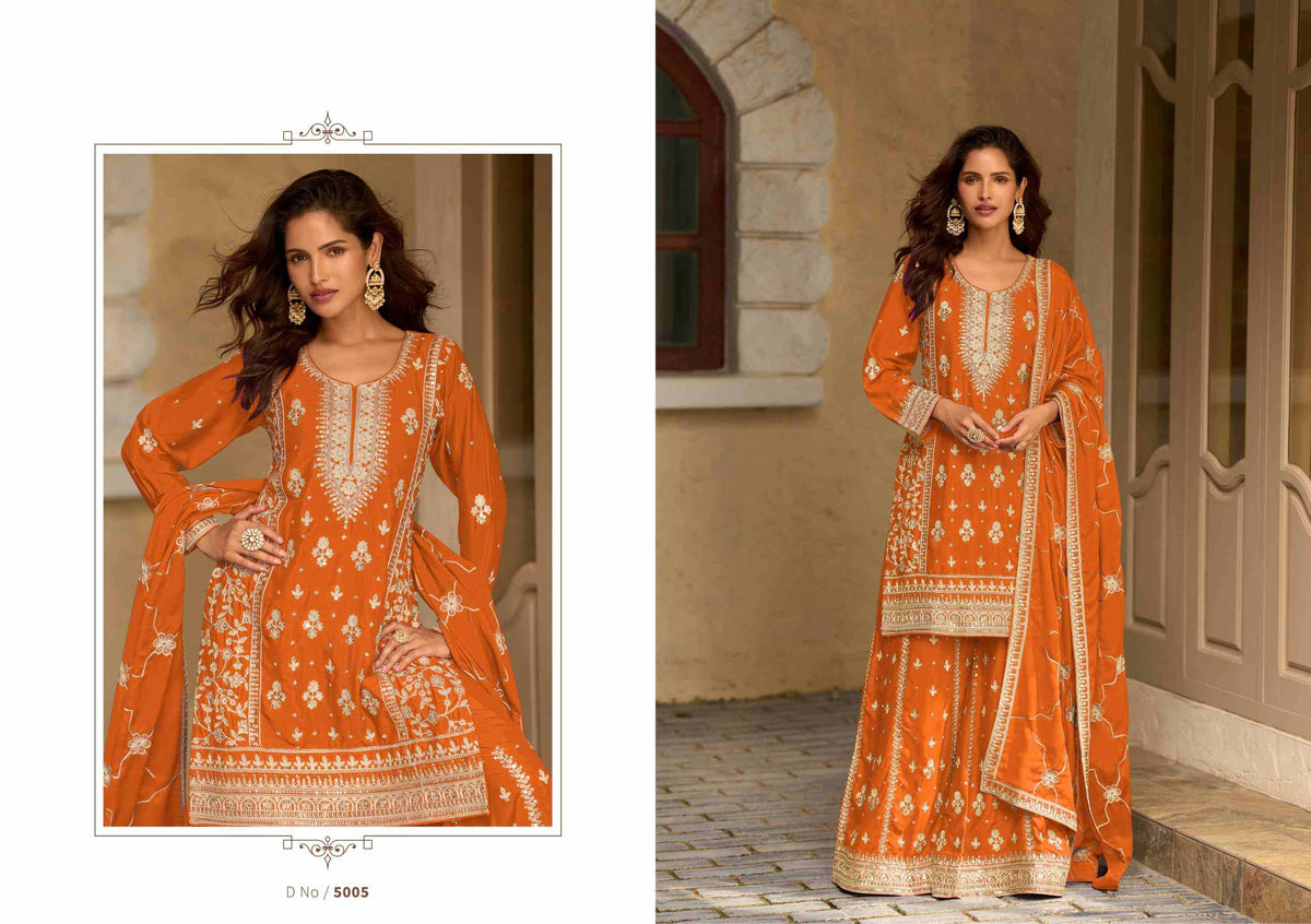 Chinon Silk Embroidery Suit