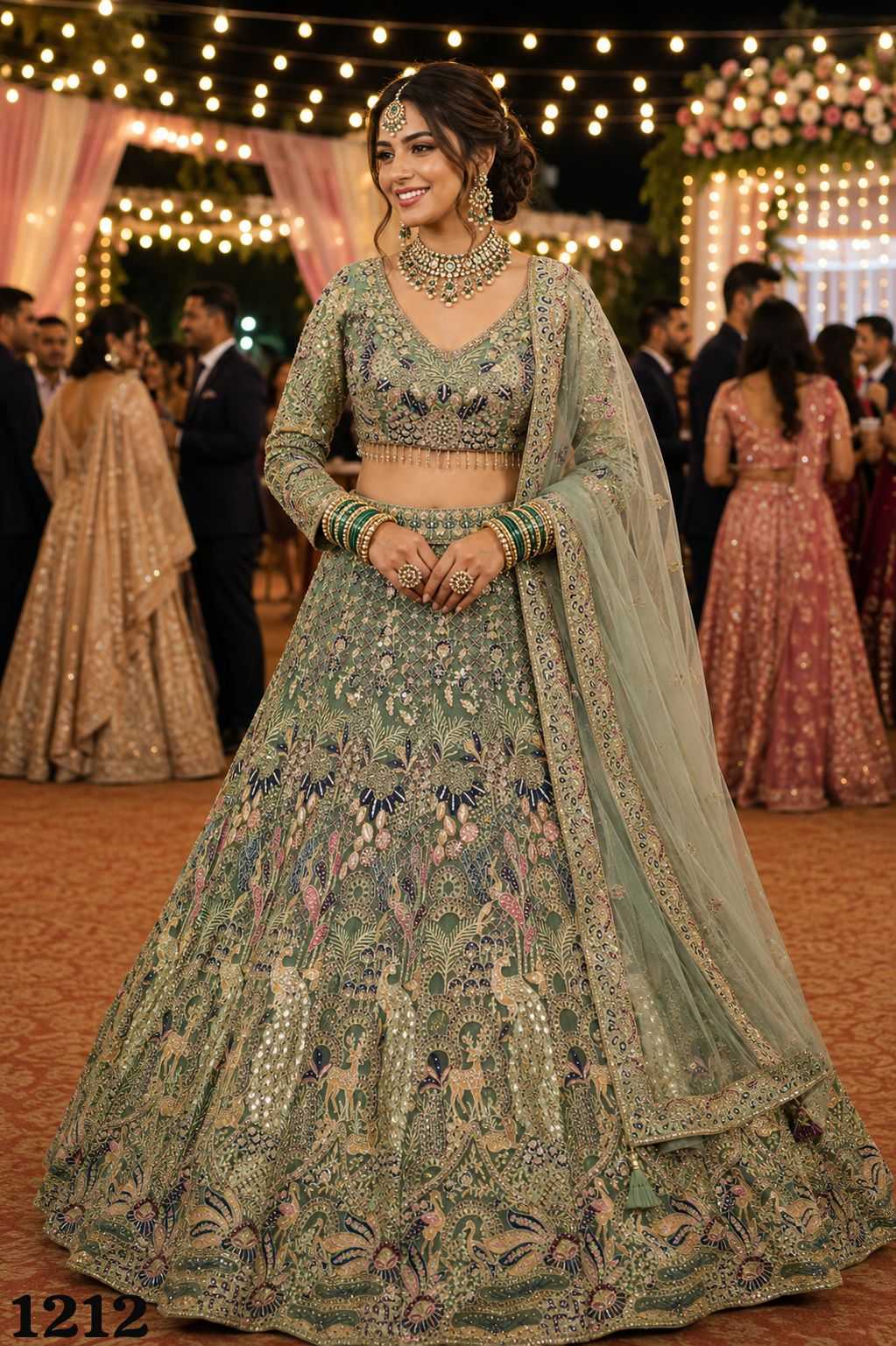 Net Fancy Lehenga in Rani