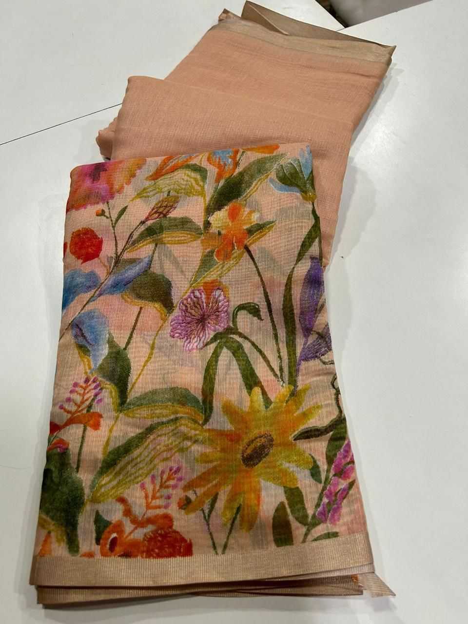 Linen Printed Saree