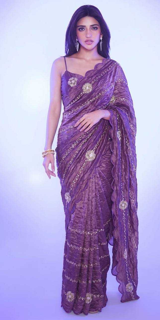 Soft Gold Crush Sequence Saree