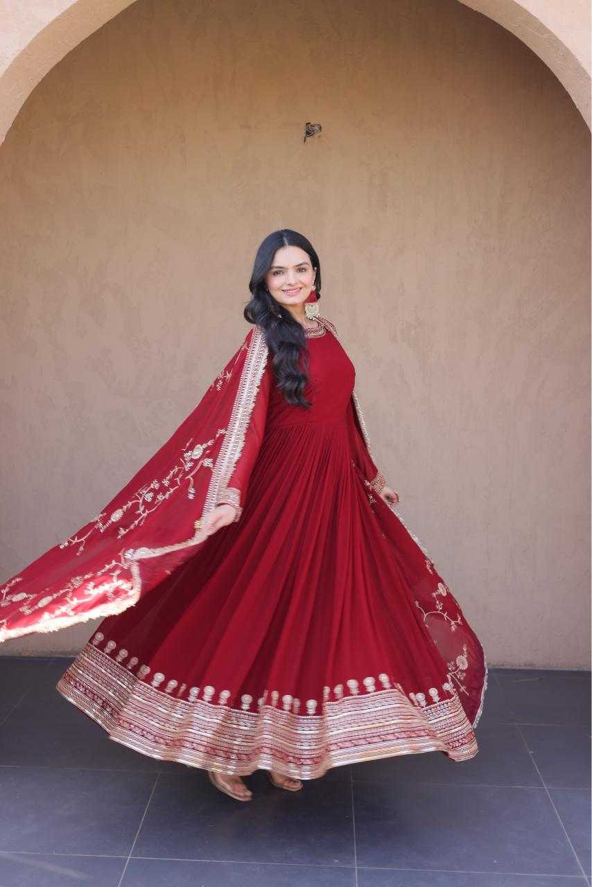 Faux Blooming Embroidery Gown 1256