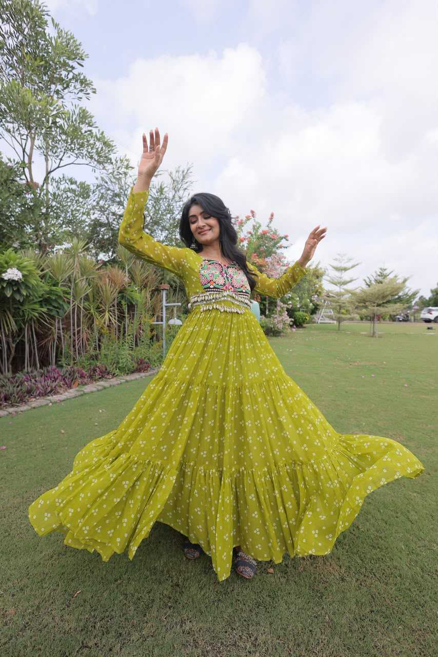 Georgette Printed Gown in Purple