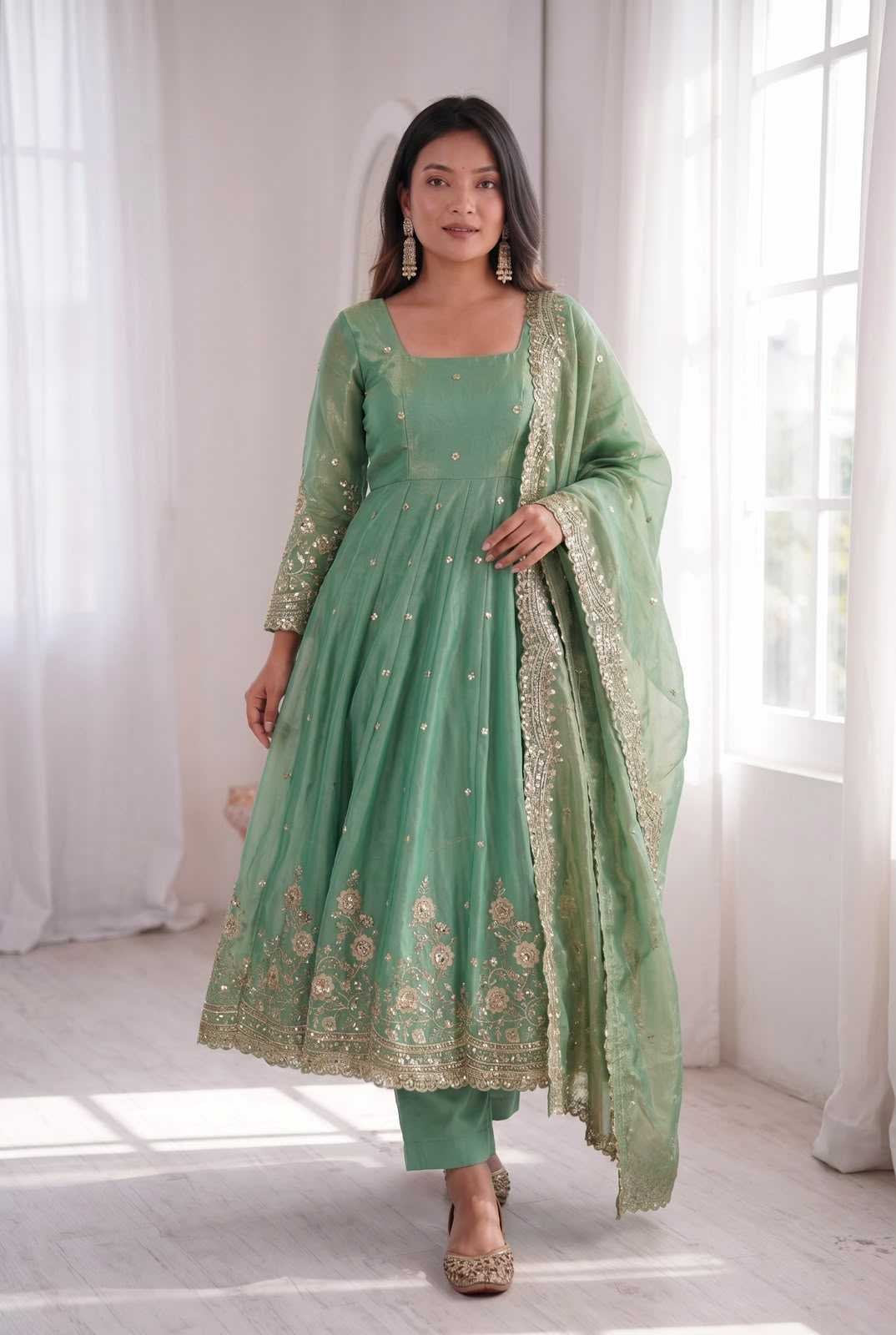 Heavy Silk Embroidery Gown