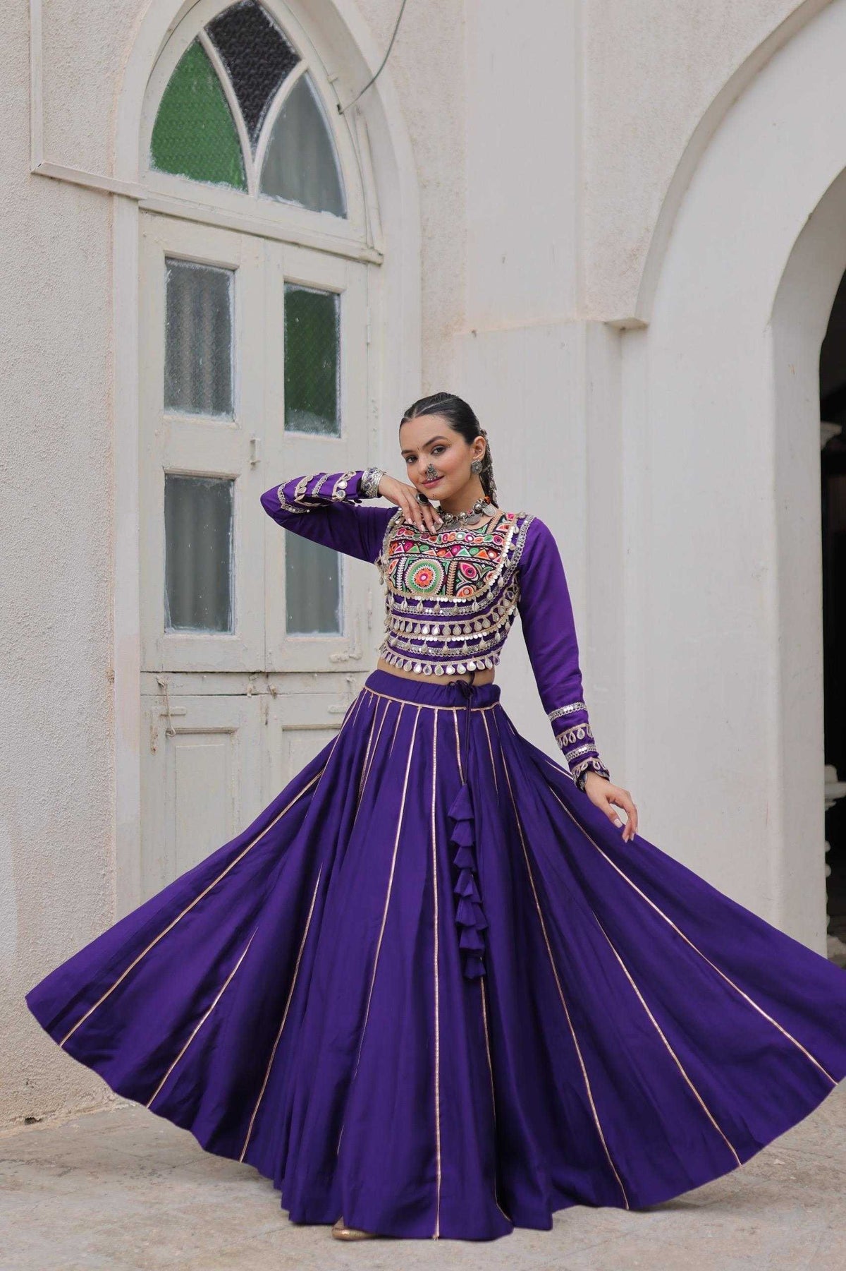Heavy Roman Silk Fancy Lehenga in Red