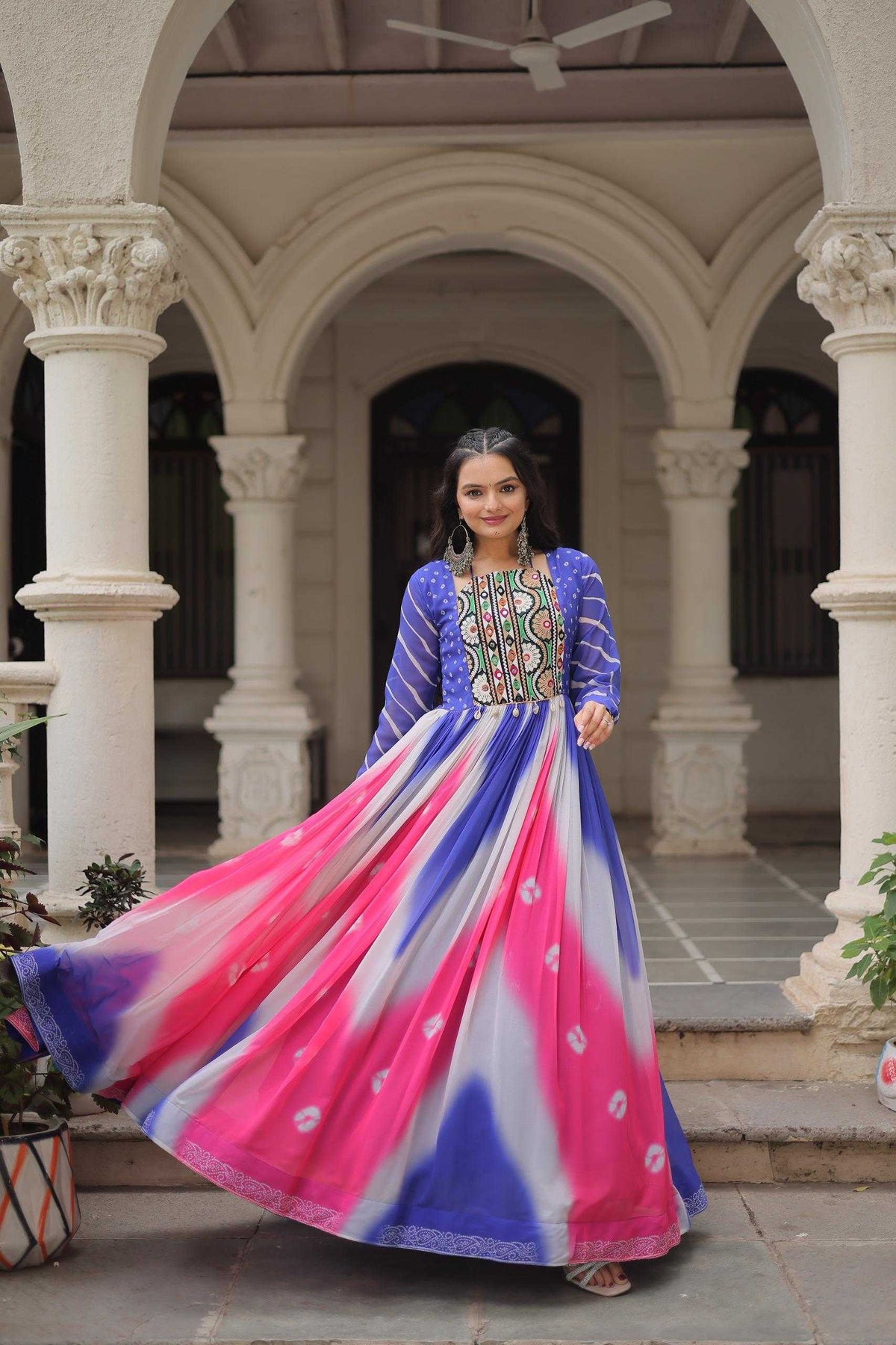 Faux Georgette Printed Gown 9278