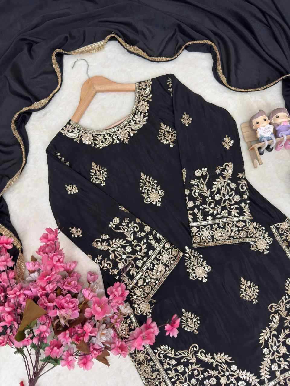 Chinon Silk Sharara Salwar Suit