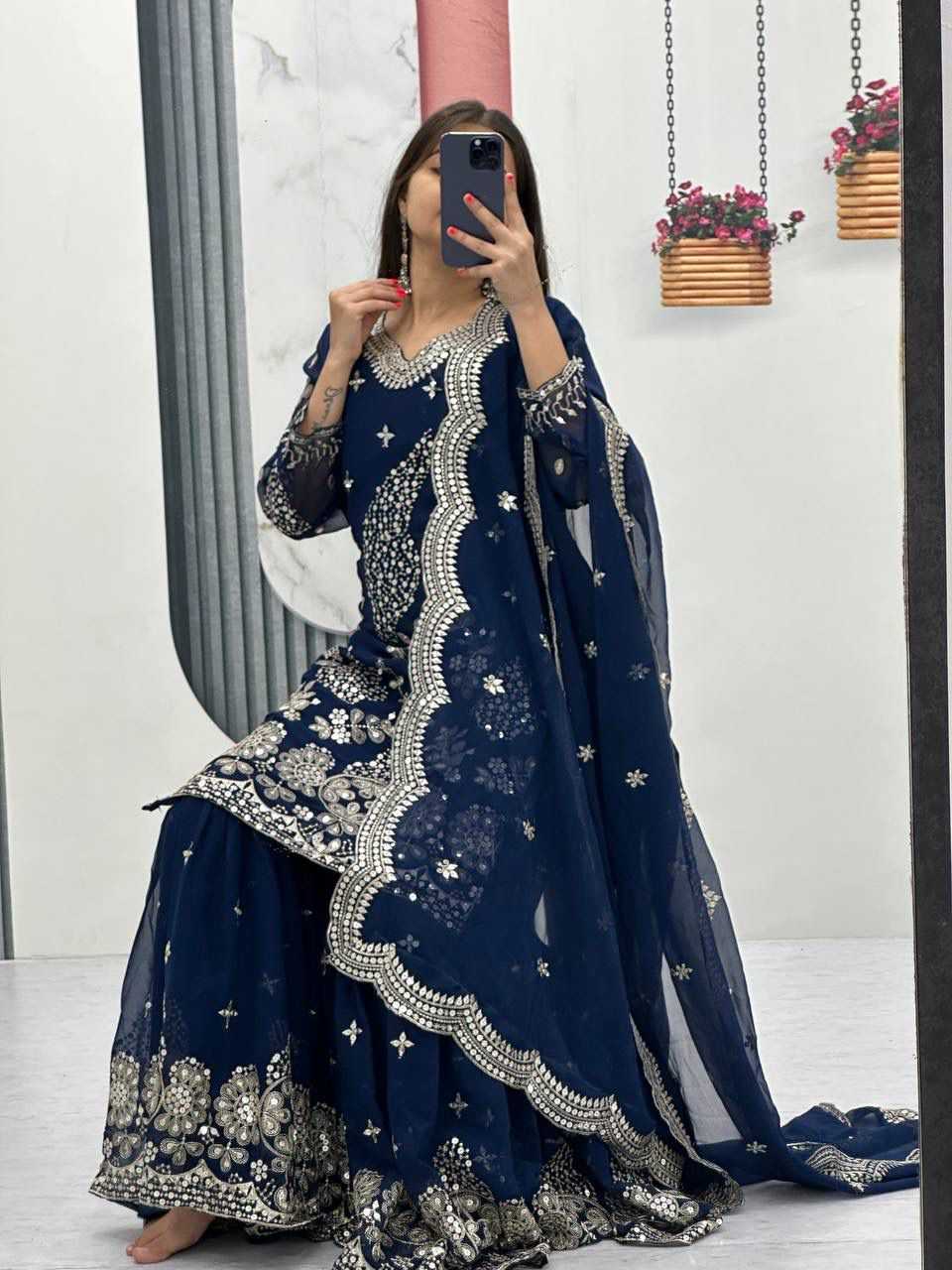 Faux Georgette Sharara Salwar Suit