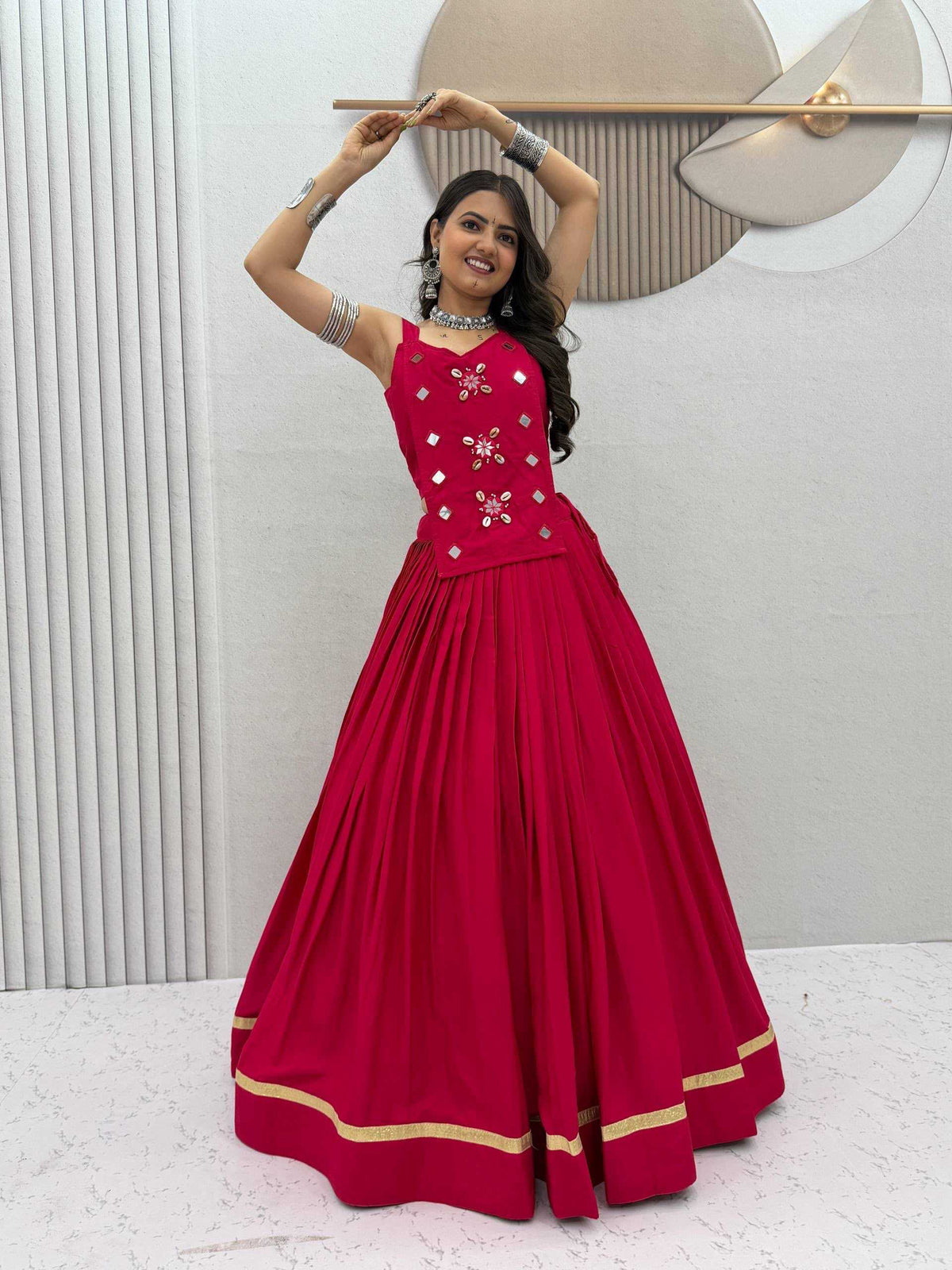 Pure Cotton Traditional Lehenga in Mehndi