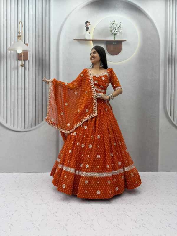 Georgette Designer Lehenga in Green