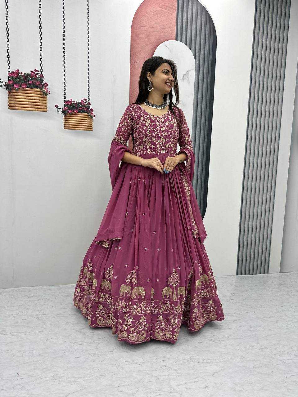 Faux Georgette Embroidery Gown