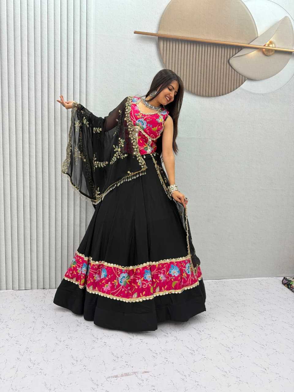 Silk Cotton Embroidered Lehenga