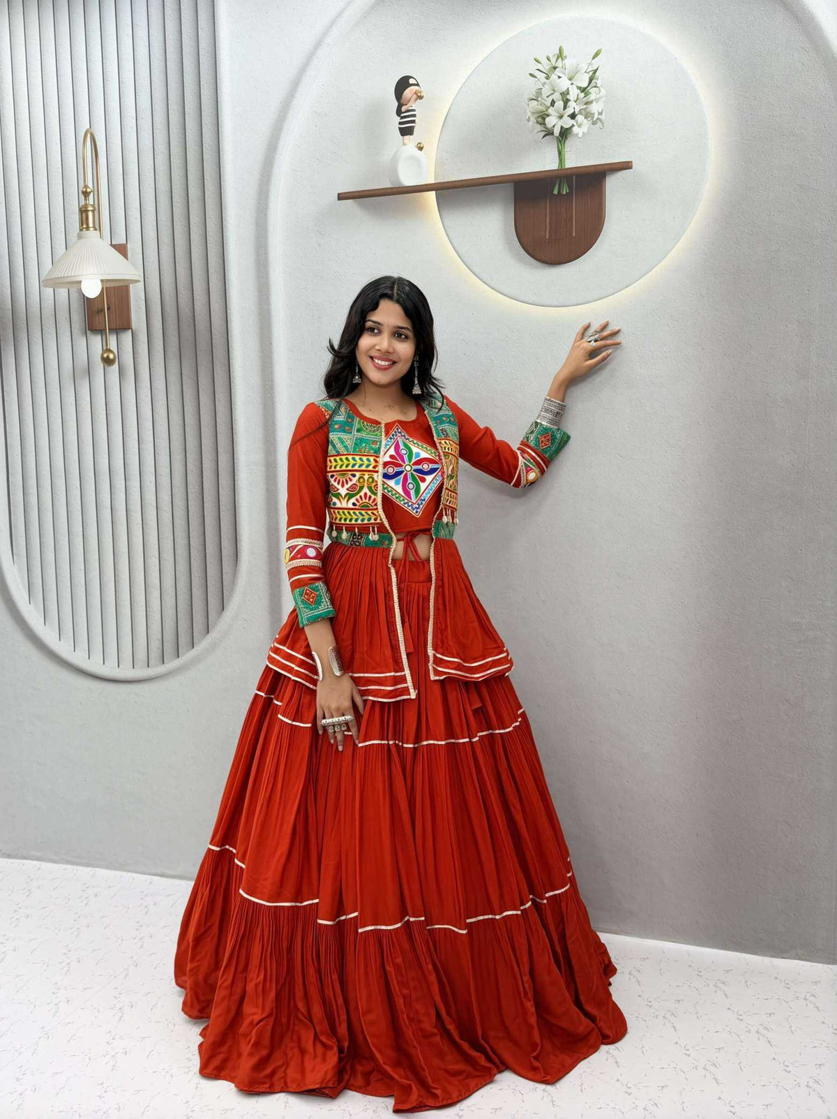 Cotton Traditional Lehenga in Wine