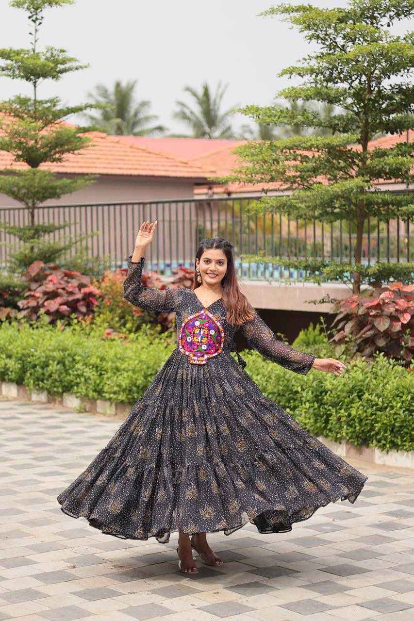 Faux Georgette Party Gown