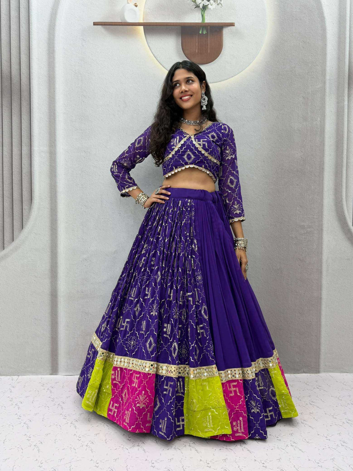 Faux Georgette Embroidered Lehenga