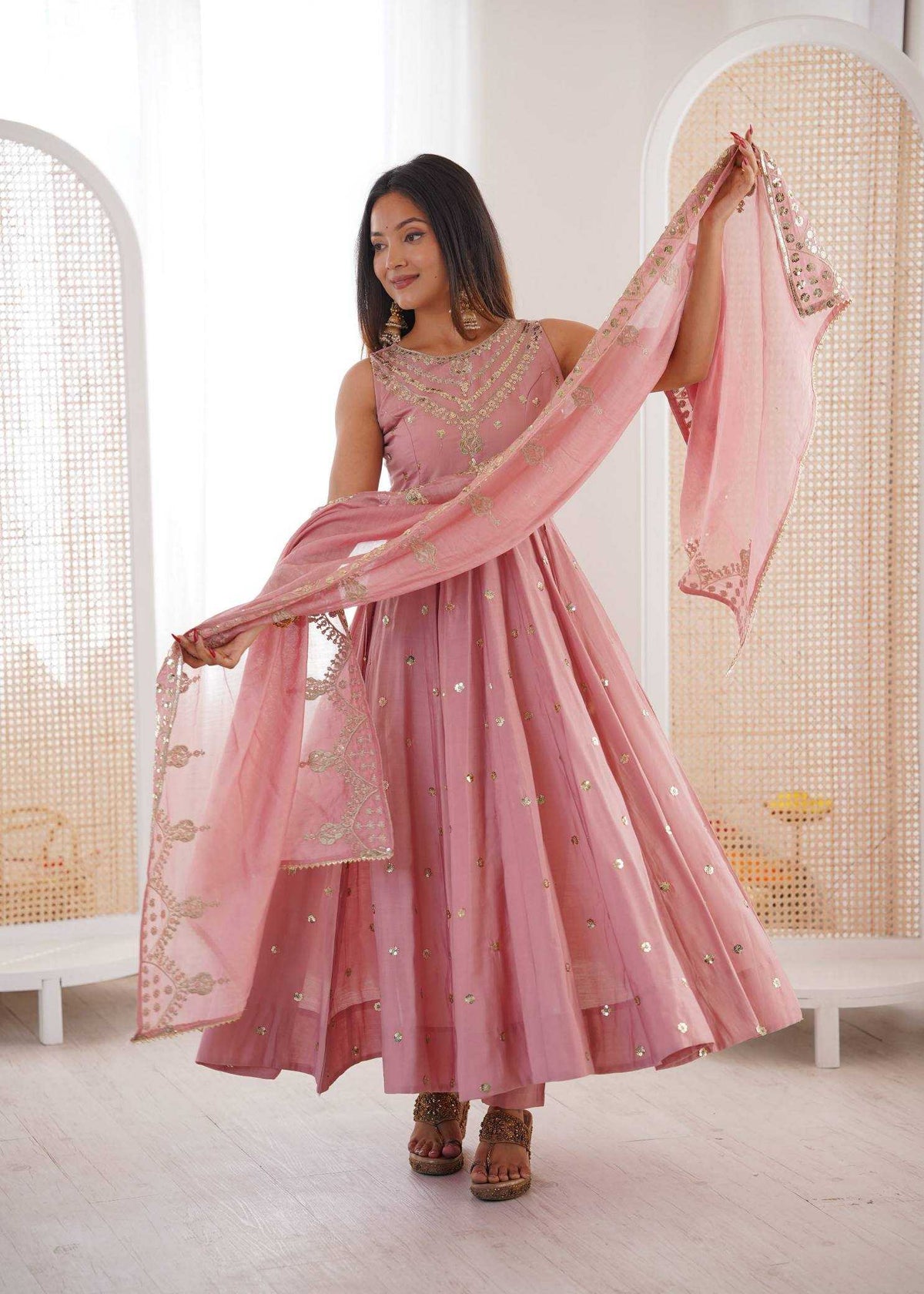 Heavy Roman Silk Embroidery Gown