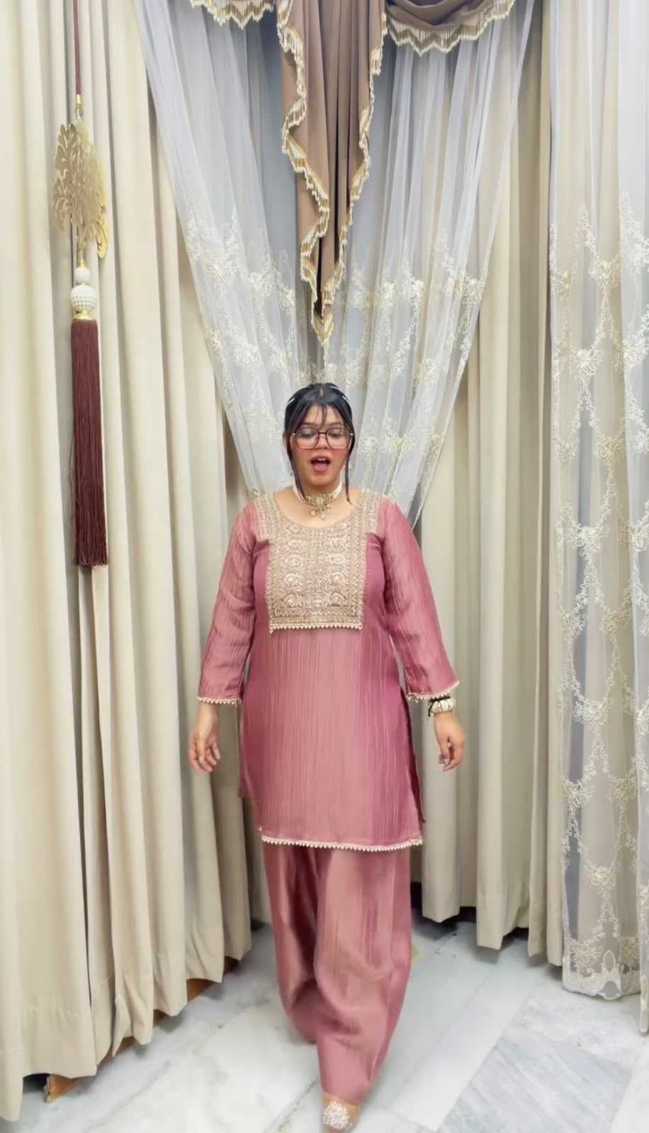 Crush Silk Embroidery Suit