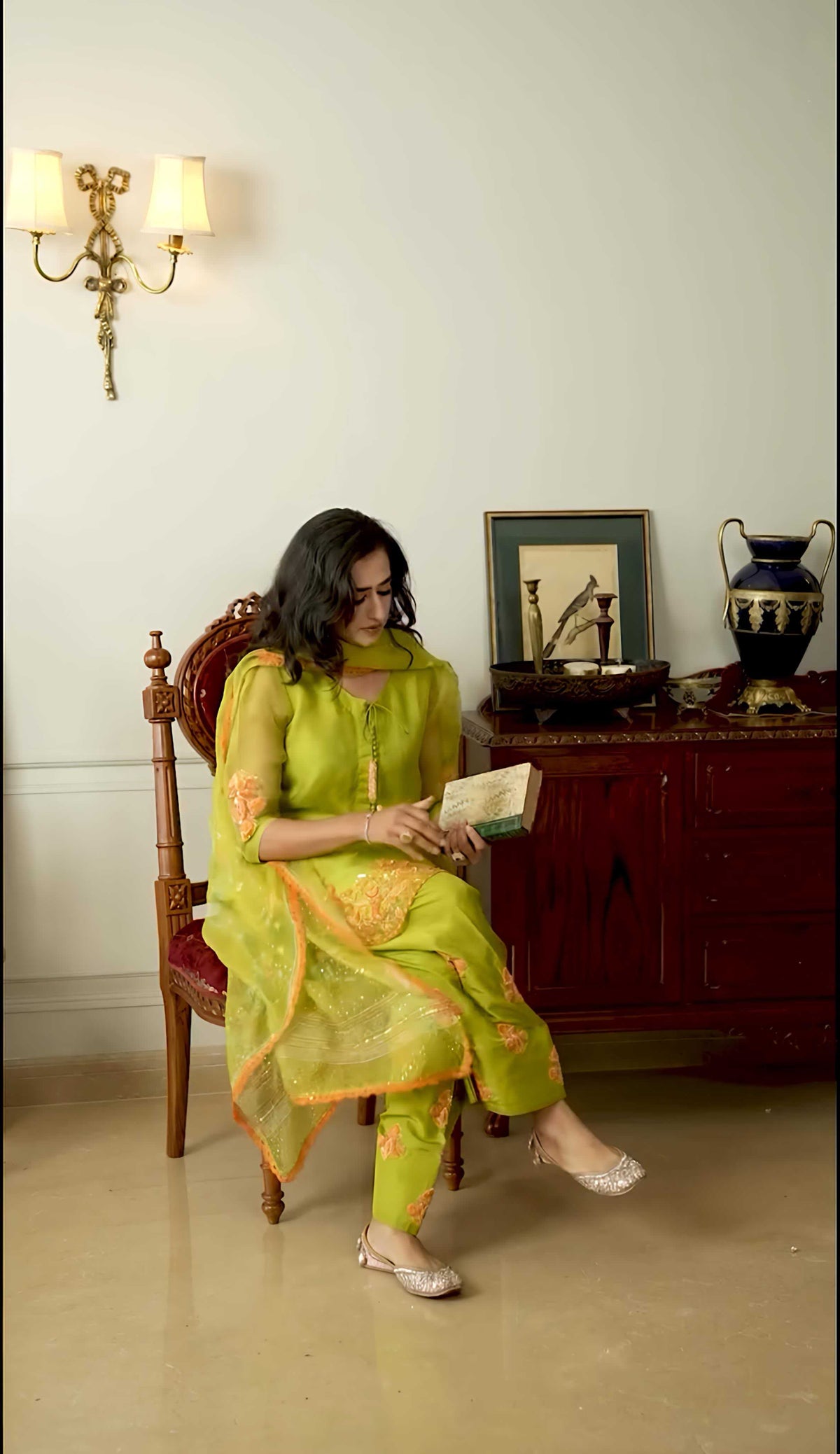 Cotton Embroidery Suit in Yellow