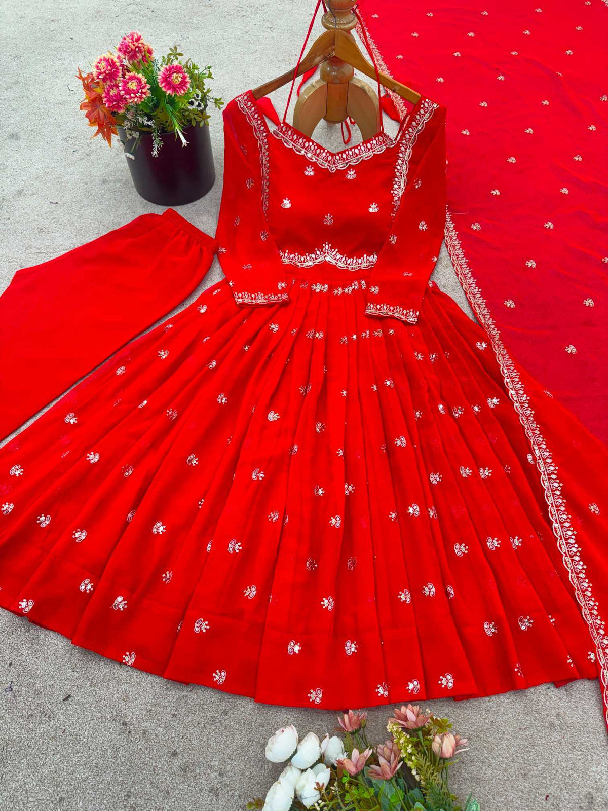 Faux Georgette Embroidery Gown