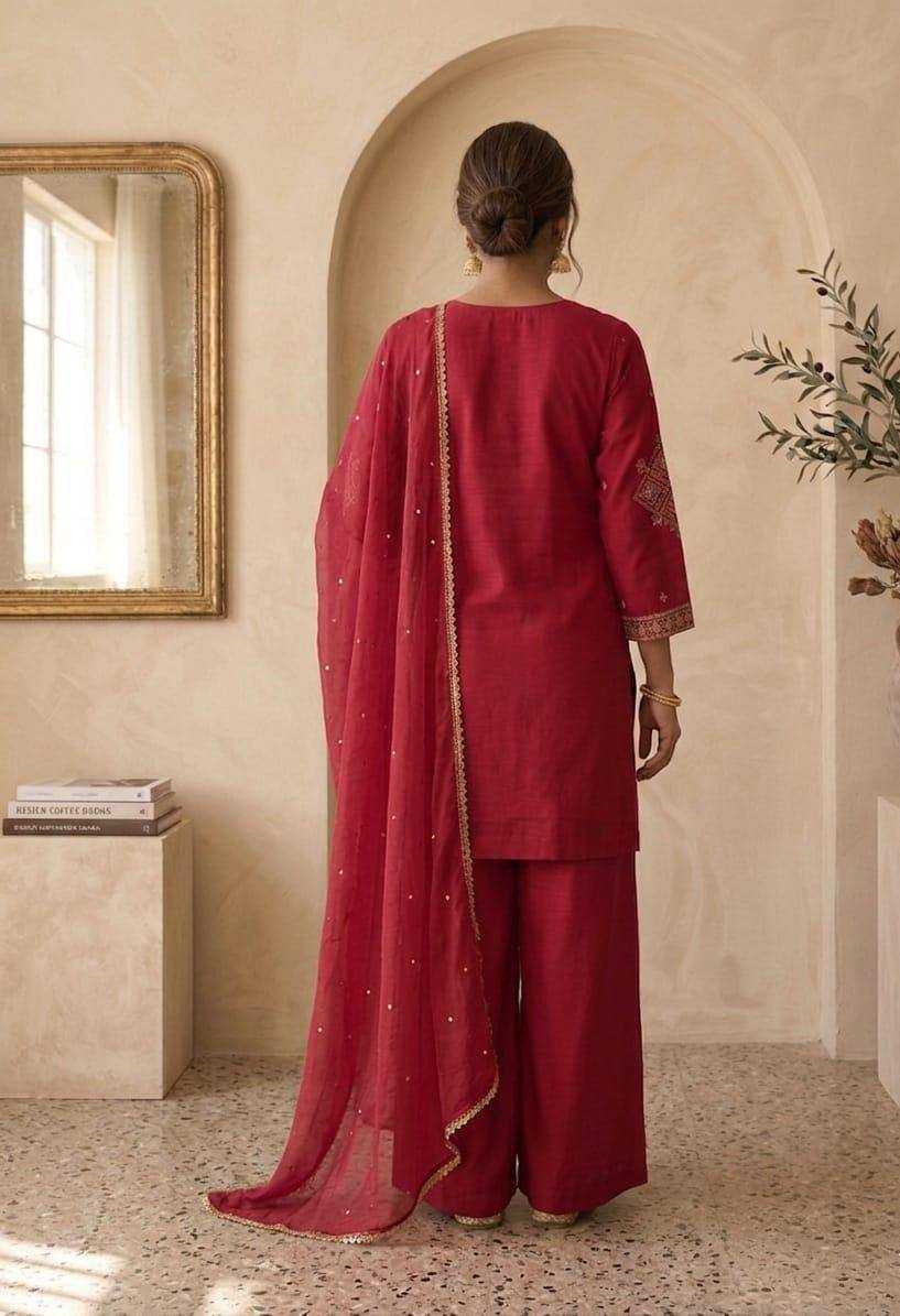 Heavy Roman Silk Embroidery Suit