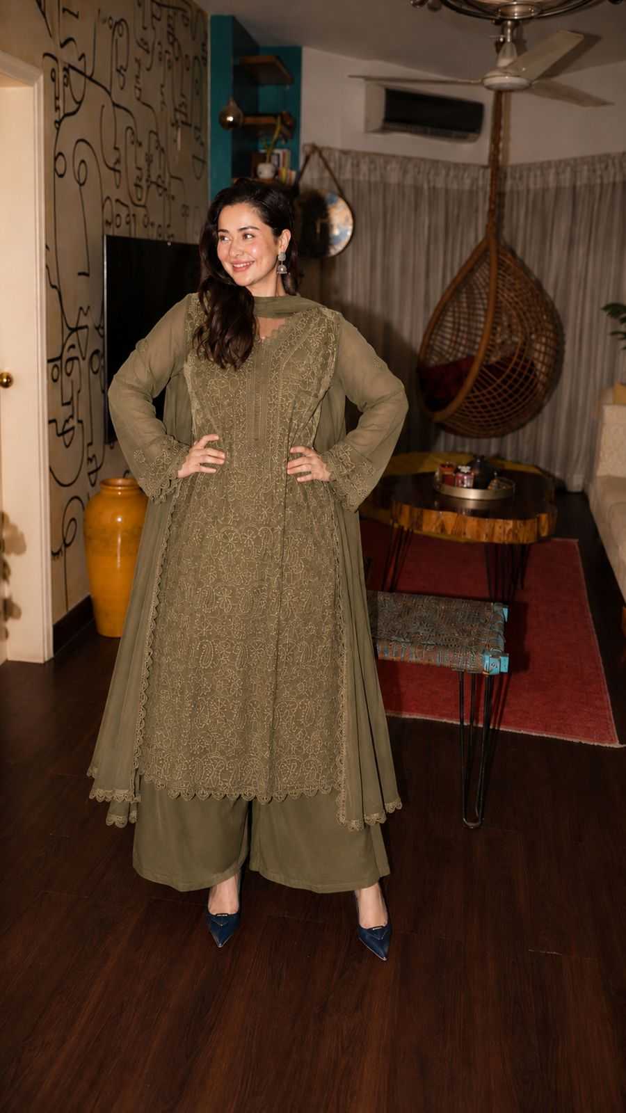 Sharvani Faux Georgette Embroidery Gown