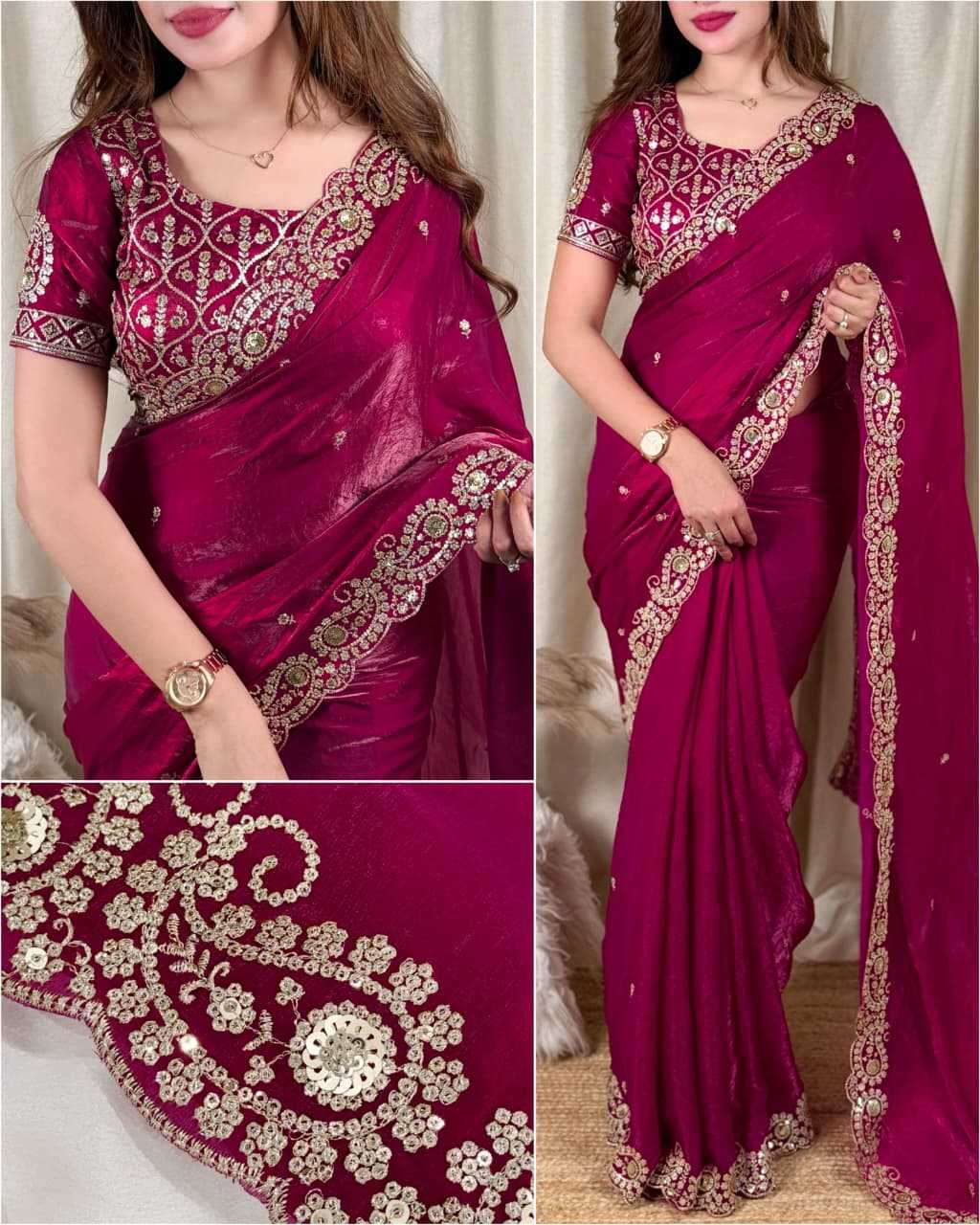 Aditi Satin Embroidered Saree