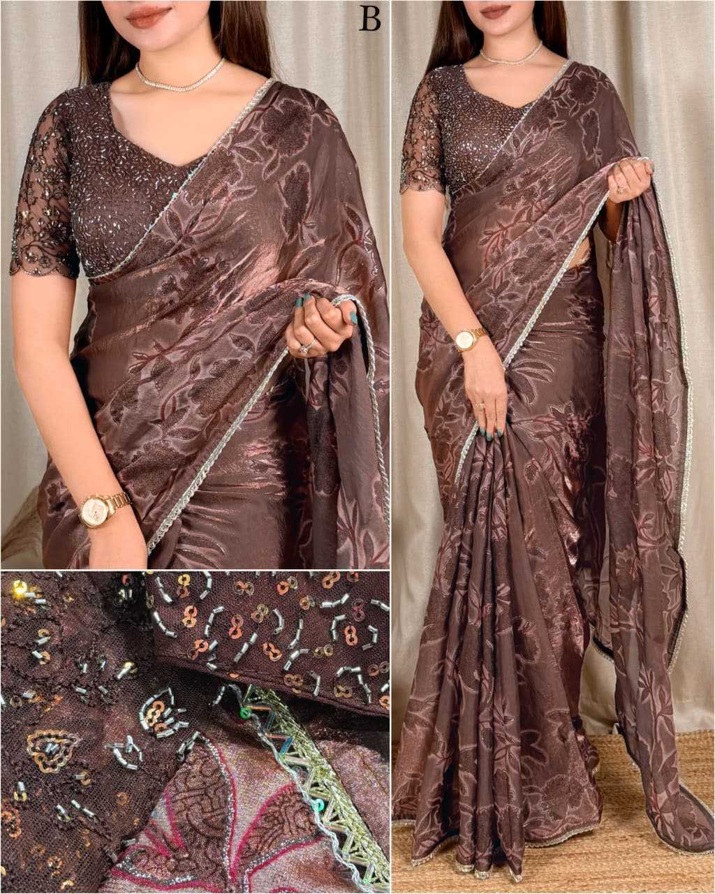 Iktara Satin Printed Saree