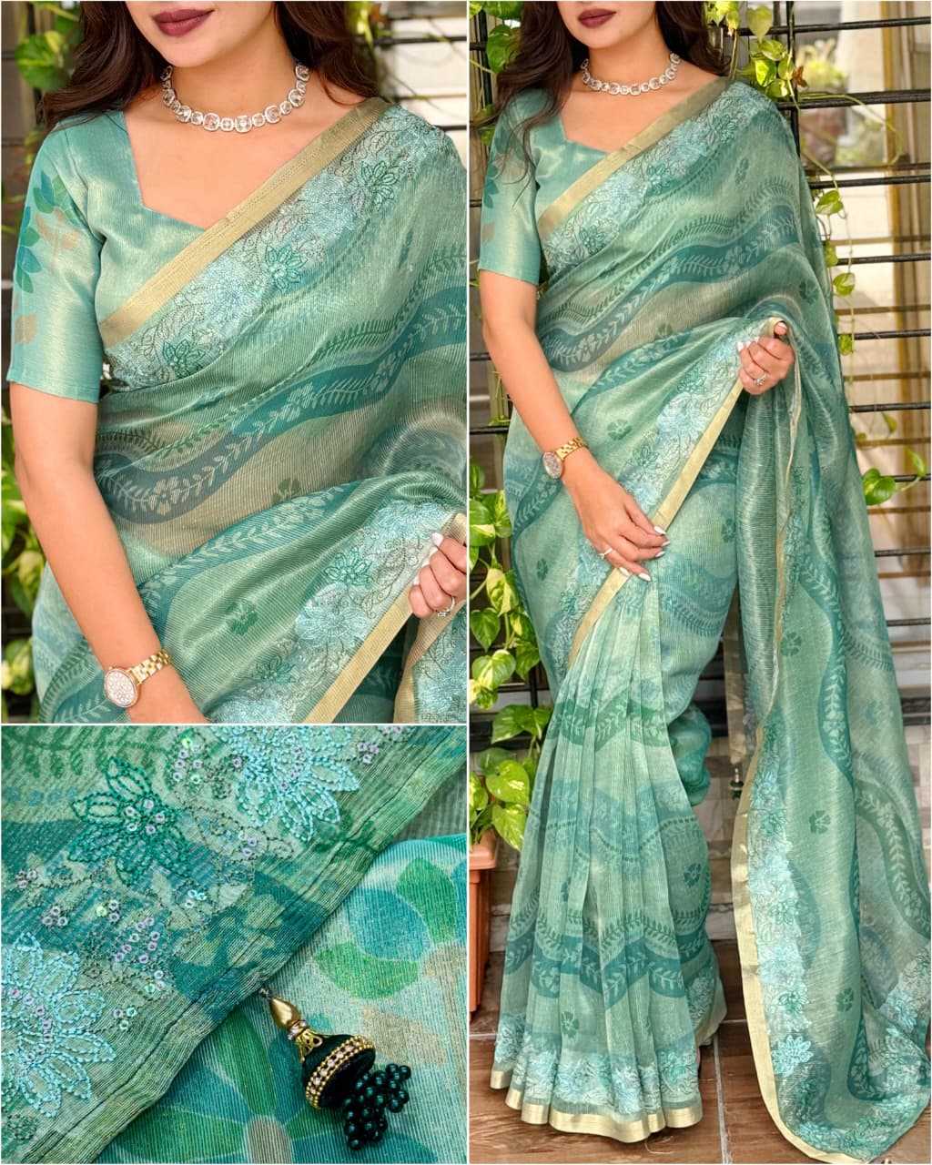 Narangi Cotton Printed Saree