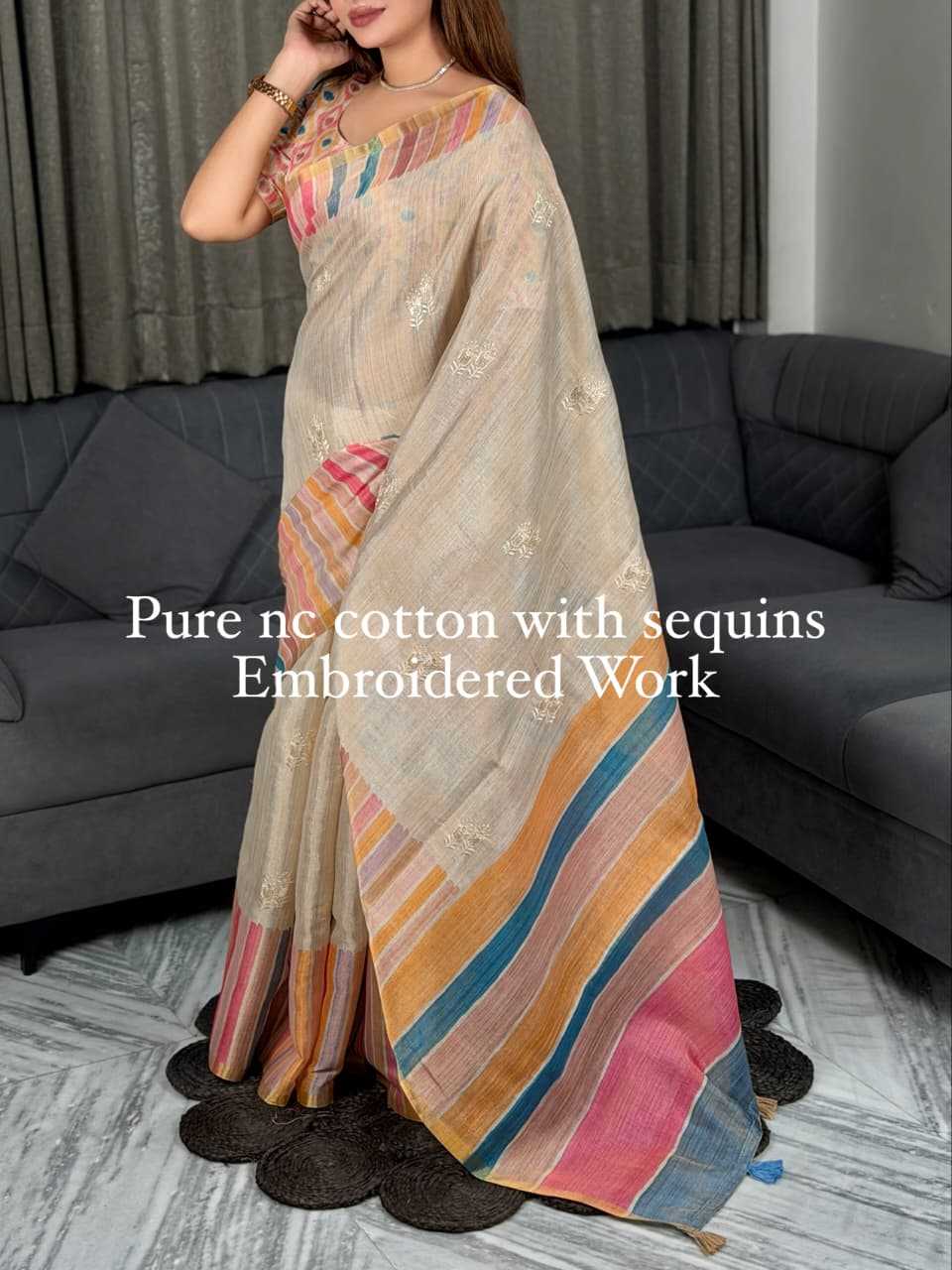Cotton Sequence Saree