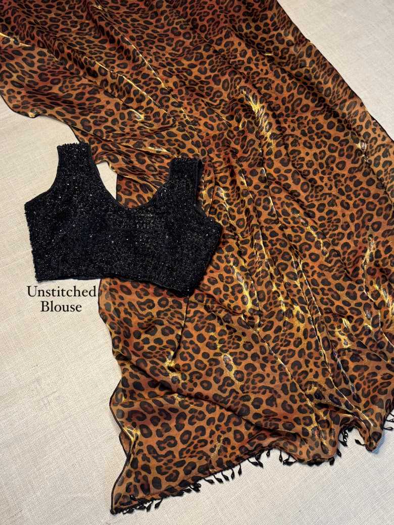 Tiger Claw Satin Designer Saree