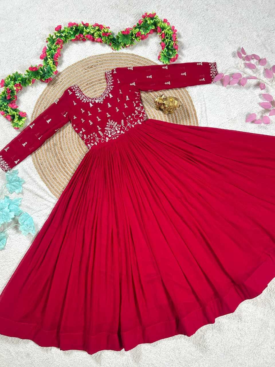 Faux Georgette Embroidery Gown