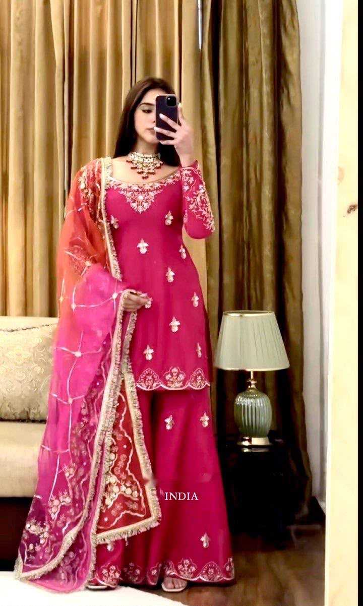 Chinon Silk Sharara Salwar Suit 1223