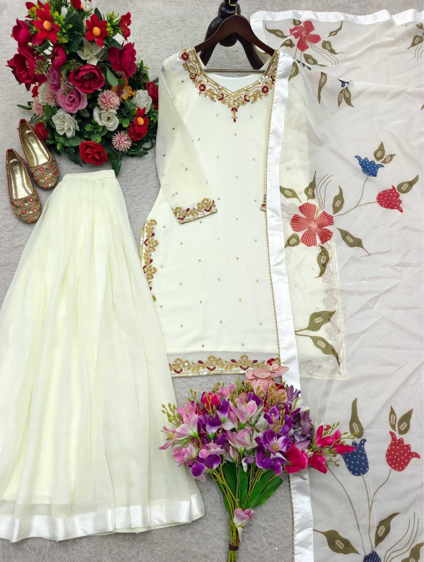 Faux Georgette Sharara Salwar Suit
