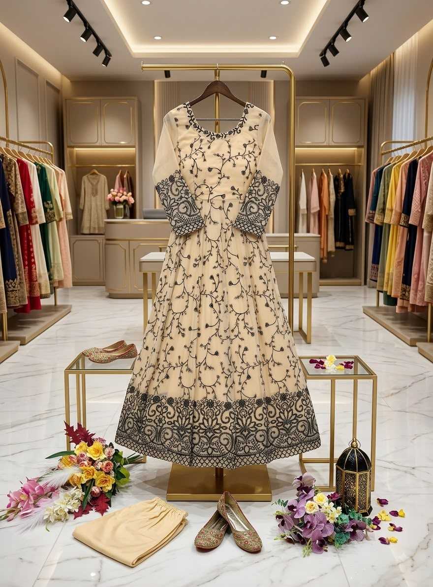Faux Georgette Embroidery Gown 1277